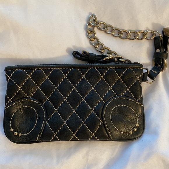 Y2K Juicy Couture Wristlet Black Leather Quilted - Picture 2 of 14